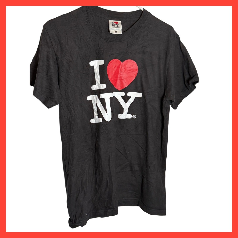 I Love NY Black Graphic Tee Short Sleeve Souvenir T-Shirt Medium